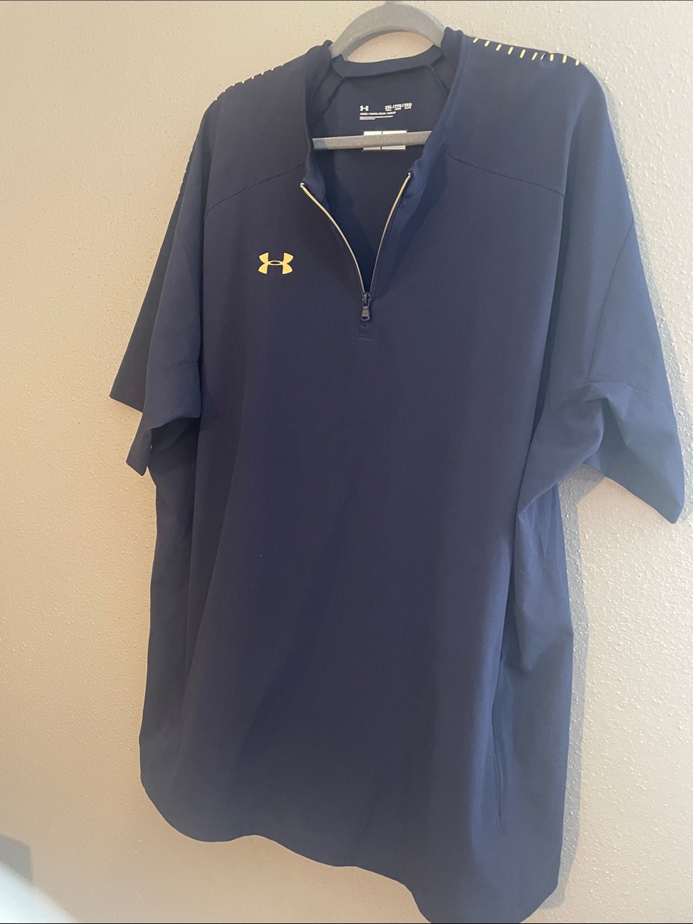 Under Armour Men’s Navy 1/4 Zip Performance Polo with Gold Logo